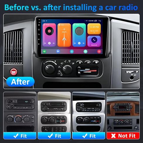 4G+64G Car Radio for Dodge Ram 1500 2500 3500 2002-2005: Android 15 Car Stereo Upgrade for Dodge Ram 1500 Radio, Wireless/Wire Carplay&Android Auto/Bluetooth/WiFi/GPS/FM SWC/Backup Camera in Kuwait