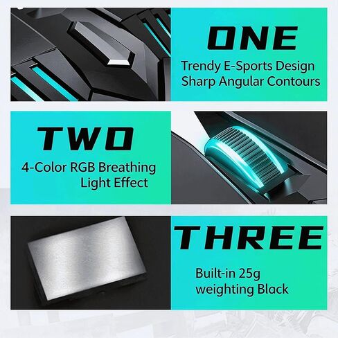 【 2026 Upgraded - 53 inch Cable Length 】 High Performance Mechanical Mouse for Wired Gaming - 3600 DPI Optical Sensor - Easy USB Connection - Precise Control - Built-in Anti Slip Roller in Kuwait
