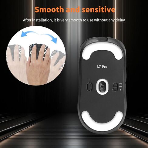 NOUKAJU Mouse Grip Tape Full Coverage for MCHOSE L7 Pro, Self-Adhesive Sweat-Resistant Professional Mice Upgrade Kit,Mouse Feet Skates(Foot pad + Black Mouse Grip Tape) in Kuwait