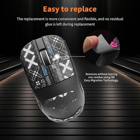 NOUKAJU Mouse Grip Tape Full Coverage for MCHOSE L7 Pro, Self-Adhesive Sweat-Resistant Professional Mice Upgrade Kit,Mouse Feet Skates(Foot pad + Black Mouse Grip Tape) in Kuwait