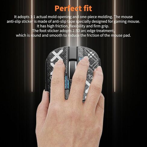 NOUKAJU Mouse Grip Tape Full Coverage for MCHOSE L7 Pro, Self-Adhesive Sweat-Resistant Professional Mice Upgrade Kit,Mouse Feet Skates(Foot pad + Black Mouse Grip Tape) in Kuwait