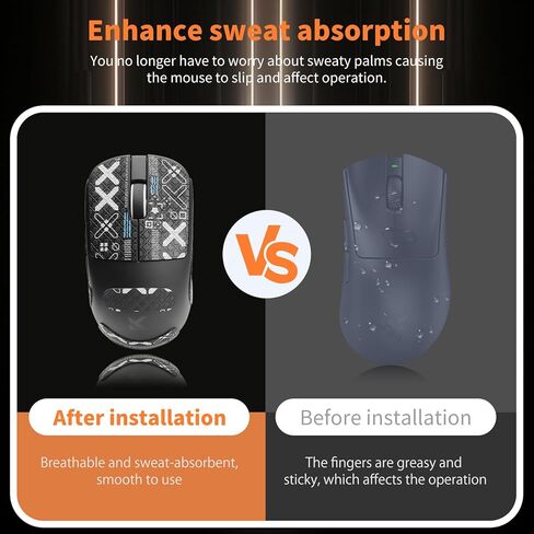 NOUKAJU Mouse Grip Tape Full Coverage for MCHOSE L7 Pro, Self-Adhesive Sweat-Resistant Professional Mice Upgrade Kit,Mouse Feet Skates(Foot pad + Black Mouse Grip Tape) in Kuwait