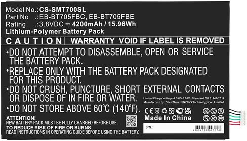 ALLC Replacement Battery for Samsung Galaxy Tab S 8.4/Galaxy Tab S 8.4 WiFi/Klimt/SC-03G/SM-T700/SM-T705/SM-T705C/SM-T705D/SM-T705M/SM-T705Y/SM-T707/SM-T707A/SM-T707D/SM-T707V,4200mAh in Kuwait