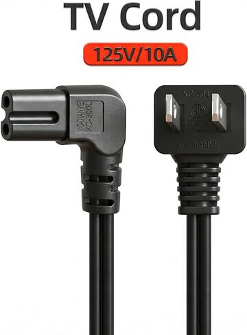 استبدال سلك طاقة التلفزيون 9.84FT، الزاوية اليمنى IEC C7 إلى NEMA 1-15P، كابل طاقة 18AWG 2-Prong Figure 8، مدرج في قائمة ETL، متوافق مع تلفزيونات Samsung LG TCL والشاشة ومكبرات الصوت in Kuwait