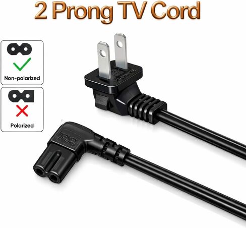استبدال سلك طاقة التلفزيون 9.84FT، الزاوية اليمنى IEC C7 إلى NEMA 1-15P، كابل طاقة 18AWG 2-Prong Figure 8، مدرج في قائمة ETL، متوافق مع تلفزيونات Samsung LG TCL والشاشة ومكبرات الصوت in Kuwait