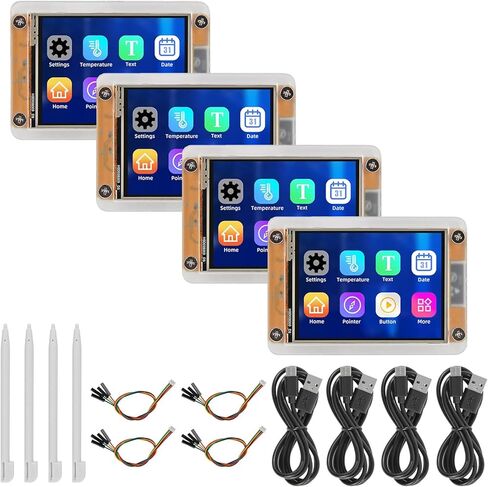 AITRIP 4 Pack 2.8" ESP32 Display ILI9341 Driver with Acrylic Case, 2.8inch ESP32-2432S028R ESP32 Display 240x320 Resistive Touchscreen TFT LCD, ESP32 Development Board for Arduino IDE in Kuwait