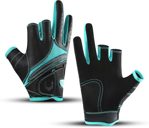 SUJAYU Fishing Gloves Men Women, Anti-Slip Suede Fabric Kayak Gloves, 3-Cut Fingers Fly Fishing Accessories in Kuwait