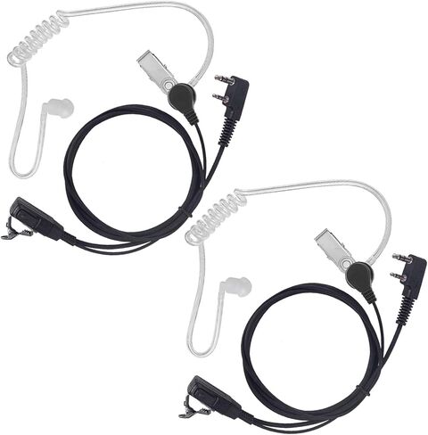 سماعة أذن لاسلكية مع ميكروفون/PTT متوافقة مع Baofeng Kenwood uv-5r uv-82 bf-888s bf-f8hp tk-2202 tk-2402 tk-3402 nx-200 nx-320، سماعة رأس أنبوبية صوتية سرية، عبوتان in Kuwait