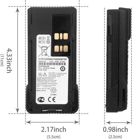 3350mAh PMNN4409 PMNN4409AR Upgrade Battery,Replacement with Type-C Charging Port for XPR7550 XPR7350 XPR7580 APX1000 XPR3500 DP4400 PMNN4448 Battery (1Pack+Belt Clip) in Kuwait
