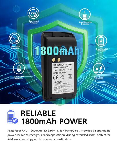 PMNN4075A 7.4V 1800mAh Li-Ion Replacement Battery for Motorola MAG ONE BPR40 Series & BEARCOM BC130/BC300 Radios Belt Clip in Kuwait