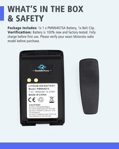 PMNN4075A 7.4V 1800mAh Li-Ion Replacement Battery for Motorola MAG ONE BPR40 Series & BEARCOM BC130/BC300 Radios Belt Clip in Kuwait