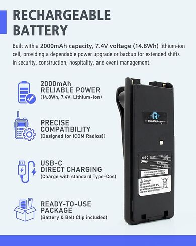 BP-210 Replacement Battery-2000mAh Li-ion Battery with USB-C Charging for IC-V8 IC-V81 IC-V82 IC-U82 IC-F3GS IC-F40GT IC-A6 IC-A24 Replacement BP-209/BP-222 Battery for Field Work & On-the-Go Use in Kuwait
