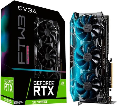 EVGA GeForce RTX 2070 Super FTW3 Ultra, Overclocked, 2.75 Slot Extreme Cool Triple + iCX2, 65C Gaming, RGB, Metal Backplate, 8GB GDDR6, 08G-P4-3277-KR (Renewed) in Kuwait