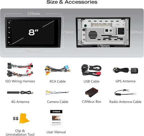 XTRONS Android 14 Car Stereo for Audi A4 S4 RS4 (B6/B7) SEAT Exeo, 8" G+G QLED Touchscreen, High-Speed Octa-Core 8+128GB, Wireless CarPlay & Android Auto, Global 4G LTE, GPS Nav, Dual Bluetooth in Kuwait