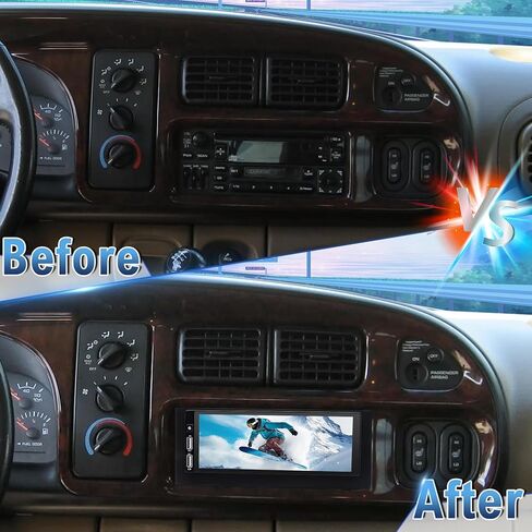 Android 14 Double Din Car Stereo ترقية راديو لـ Dodge Ram 1500 2500 3500 1994–2002،6.86 بوصة شاشة لمس Carplay Android Auto GPS WiFi Bluetooth RDS DSP SWC Mirrorlink Mic كاميرا احتياطية in Kuwait