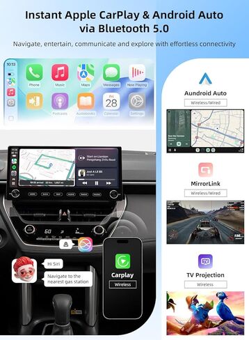 ستيريو سيارة Dasaita مقاس 12.3 بوصة لسيارة Toyota Corolla 2019-2022، وحدة رأس 8 جيجابايت + 256 جيجابايت مع مقبض تحكم، Android 13، CarPlay اللاسلكي وAndroid Auto، التوصيل والتشغيل GPS للملاحة، شاشة لمس 2K، 4G LTE، 5G WiFi in Kuwait