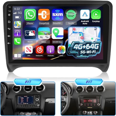 [4+64GB] Android Radio for Audi TT MK2 2006-2014: NHOPEEW 9 inch IPS Touchscreen Audi Stereo - Wireless Carplay and Android Auto, Custom Homepage, DSP/EQ, 5G/WiFi, SWC + Rearview Camera + Canbus in Kuwait