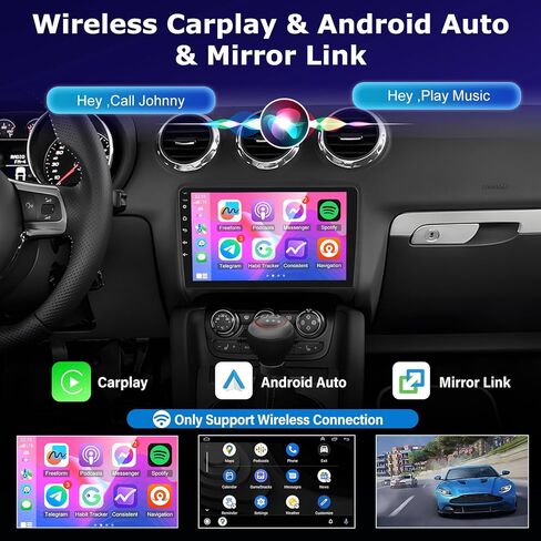 [4+64GB] Android Radio for Audi TT MK2 2006-2014: NHOPEEW 9 inch IPS Touchscreen Audi Stereo - Wireless Carplay and Android Auto, Custom Homepage, DSP/EQ, 5G/WiFi, SWC + Rearview Camera + Canbus in Kuwait