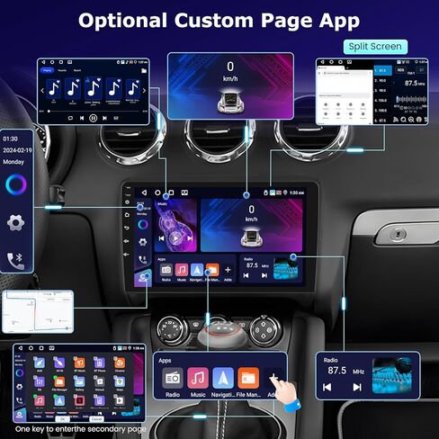 [4+64GB] Android Radio for Audi TT MK2 2006-2014: NHOPEEW 9 inch IPS Touchscreen Audi Stereo - Wireless Carplay and Android Auto, Custom Homepage, DSP/EQ, 5G/WiFi, SWC + Rearview Camera + Canbus in Kuwait
