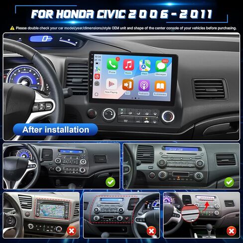 راديو سيارة Leadfan لسيارة Honda Civic 2006-2011 ستيريو مع Carplay لاسلكي Android Auto، شاشة لمس 10.1 بوصة لسيارة Honda Civic GPS Navigation Bluetooth WiFi كاميرا خلفية FM Mirrorlink تقسيم الشاشة SWC in Kuwait