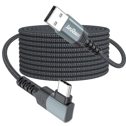 USB to USB C Cable 10ft Right Angle, 3A Fast Charging 90 Degree Long USB-A to Type C 2.0 Data Transfer Cord Braided for iPhone 17/16/15, Galaxy Andriod Phone, Switch, Steam Deck, Tablet in Kuwait