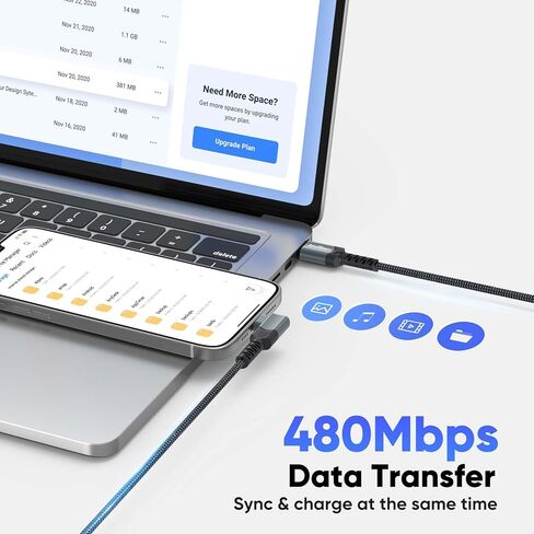 USB to USB C Cable 10ft Right Angle, 3A Fast Charging 90 Degree Long USB-A to Type C 2.0 Data Transfer Cord Braided for iPhone 17/16/15, Galaxy Andriod Phone, Switch, Steam Deck, Tablet in Kuwait