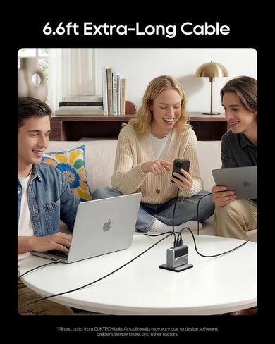 CUKTECH 240W USB C to USB C Cable with OLED Display(1 Pack, 6.6ft), 6A PD 3.1 Fast Charging USB-C Cord, Durable Braided Type C Charger for MacBook Pro/Air/Neo, iPhone 17/16/15 Pro Max, Samsung, Pixel in Kuwait