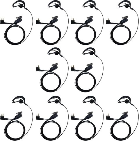 2 pin Earpiece Headset with PTT Mic G Shape for Motorola Cp200d Cp200 Cp100d Cp185 Cls1410 Cls1110 bpr40 rdm2070d mag one dlr1060 bc130 M1 R2 Walkie Talkies Two Way Radio,10 Pack in Kuwait