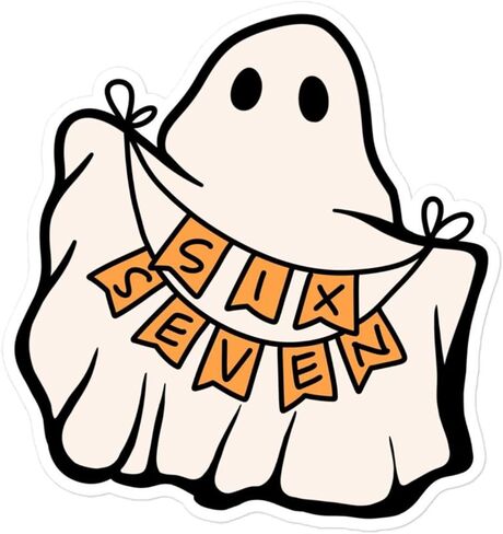 Six Seven Ghost Halloween Sticker in Kuwait