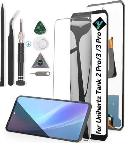 لاستبدال شاشة Unihertz Tank 3/3 Pro لشاشة Unihertz Tank 2 Pro شاشة LCD تعمل باللمس مع مجموعة محول رقمي مع أدوات (أسود) in Kuwait