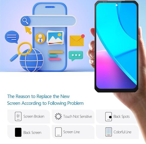 لاستبدال شاشة Unihertz Tank 3/3 Pro لشاشة Unihertz Tank 2 Pro شاشة LCD تعمل باللمس مع مجموعة محول رقمي مع أدوات (أسود) in Kuwait
