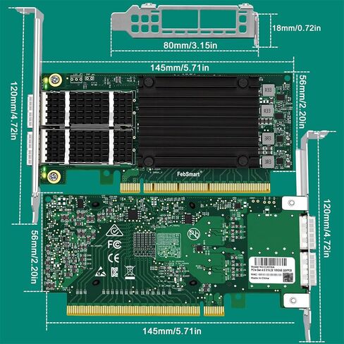 PCIE GEN 4.0 X16 to 2X 100GbE QSFP28 Fiber Ports Intelligent RDMA Ethernet Adapter for HPC, Storage and Virtualization, Mellanox ConnectX-5 EX MT28808A0 2X QSFP28 100Gb/s Ethernet Controller (CX516A) in Kuwait