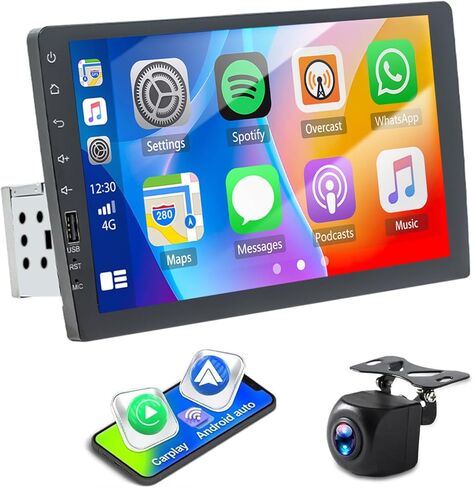 ستيريو سيارة DIN واحد مقاس 9 بوصة مناسب لشاحنات GMC من 1988 إلى 1994 مع CarPlay لاسلكي Android Auto Bluetooth شاشة لمس راديو السيارة ومستقبلات صوت مرآة وصلة احتياطية وكاميرا بلوتوث USB وراديو FM EQ in Kuwait