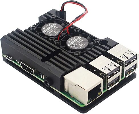 Metal Black Case Shell Box W/Fan Heatsink for Raspberry Pi 4 Model B 4B' in Kuwait