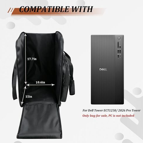 Carrying Case for Dell 2026 Pro/Ect1250 Desktop Computers, Side-Loading PC Travel Case Bag, 70lb Load, 15mm Shockproof Foam, Multiple Pockets for Keyboard, Cable, Mouse (15×10.6×17.7in) in Kuwait