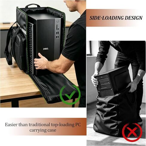 Carrying Case for Dell 2026 Pro/Ect1250 Desktop Computers, Side-Loading PC Travel Case Bag, 70lb Load, 15mm Shockproof Foam, Multiple Pockets for Keyboard, Cable, Mouse (15×10.6×17.7in) in Kuwait