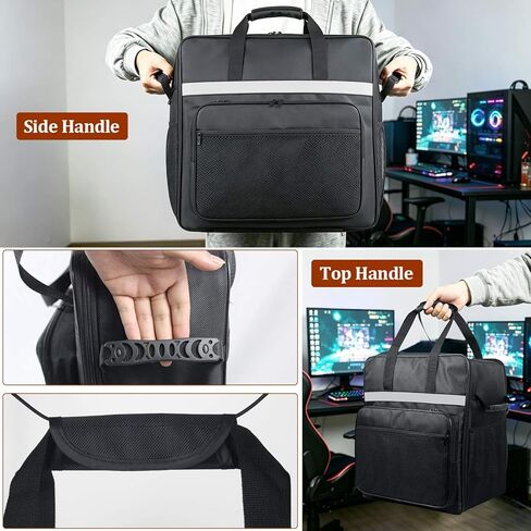 Carrying Case for Dell 2026 Pro/Ect1250 Desktop Computers, Side-Loading PC Travel Case Bag, 70lb Load, 15mm Shockproof Foam, Multiple Pockets for Keyboard, Cable, Mouse (15×10.6×17.7in) in Kuwait