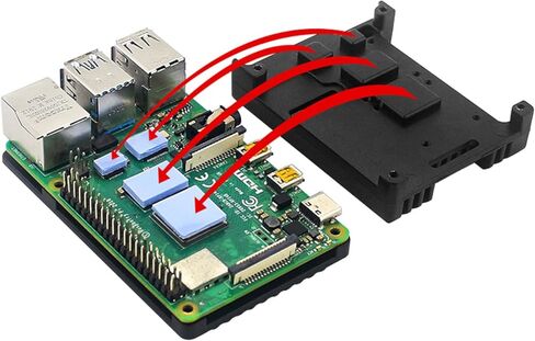 صندوق هيكل مع مبدد حراري بمروحة مزدوجة لجهاز Raspberry Pi 4 موديل B 4B in Kuwait