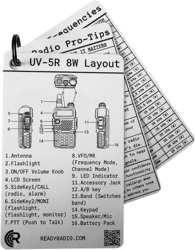 بطاقة اتصالات Baofeng UV-5R 8W - دليل تردد الجيب المقاوم للماء لـ HAM وGMRS وFRS وMURS واتصالات الطوارئ | NOAA الطقس، خطة PACE، نغمات CTCSS/DCS | مرجع حقل Prepper EMCOMM | راديو جاهز in Kuwait