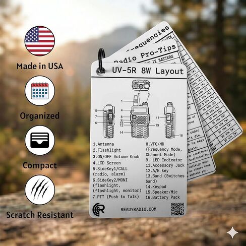 بطاقة اتصالات Baofeng UV-5R 8W - دليل تردد الجيب المقاوم للماء لـ HAM وGMRS وFRS وMURS واتصالات الطوارئ | NOAA الطقس، خطة PACE، نغمات CTCSS/DCS | مرجع حقل Prepper EMCOMM | راديو جاهز in Kuwait