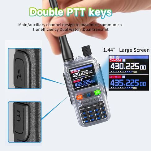 BAOFENG UV5RMINI Two Way Radio NOAA Weather Radio Dual PTT 999CH Survival APP Programming Copy Frequency Ham Radio (Hyaline) (Hyaline) in Kuwait