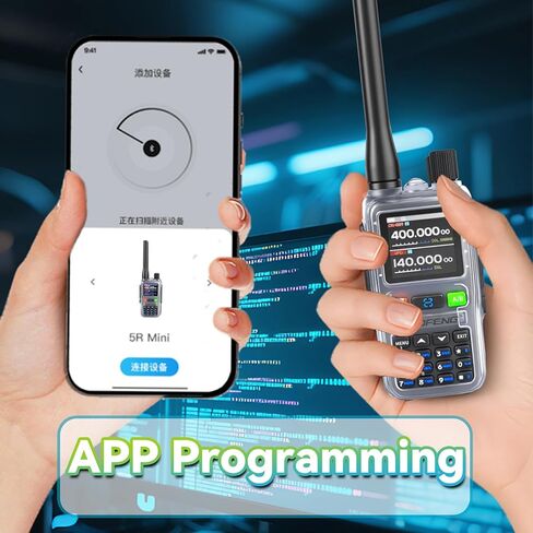 BAOFENG UV5RMINI Two Way Radio NOAA Weather Radio Dual PTT 999CH Survival APP Programming Copy Frequency Ham Radio (Hyaline) (Hyaline) in Kuwait