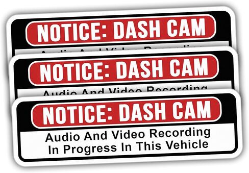 3pcs Notice Dash Cam Audio and Video Recording Black Stickers for Car, Truck Vinyl Water-Resistant Stickers Size 5x1.5in in Kuwait