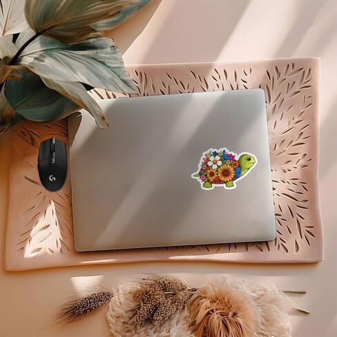 ملصق سلحفاة مع زهور - ملصق 2 2.5 3 بوصة 3 عبوات - ملصق سلحفاة لطيف - لحافظة الهاتف - ملصق زجاجة ماء للكمبيوتر المحمول in Kuwait