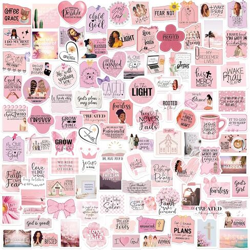 100 Pcs Prayer Board Supplies, Pink Religious Black Girl Prayer Board Vision Board Stickers for Women, Inspirational Christian Bible Verse Stickers for Water Bottle Laptop Scrapbooking Decals in Kuwait