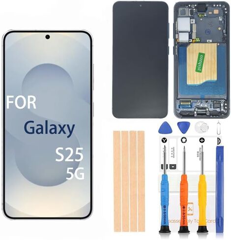 OEM 6.2 بوصة Super Amoled Digitizer لشاشة Samsung Galaxy S25 5G استبدال شاشة SM-S931U U1 التي تعمل باللمس، محول رقمي عالي الدقة بالكامل إصدار الولايات المتحدة مع إطار ظل فضي (مع بصمة بالموجات فوق الصوتية) in Kuwait