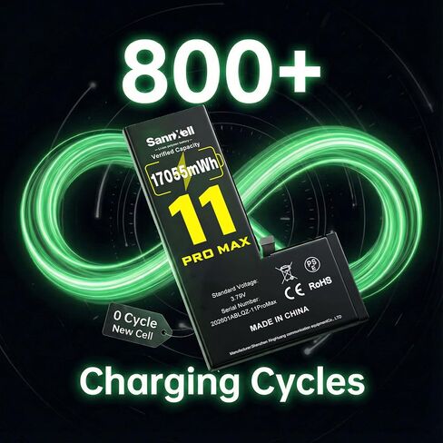 Upgraded High Capacity Battery for iPhone 11 Pro Max Replacement, 17055mWh 0 Cycle A2161 A2218 A2220 Model, Ultra Long Lasting Li-ion Battery with Full Repair Tool Kit in Kuwait
