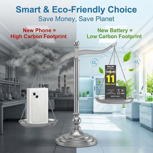 Upgraded High Capacity Battery for iPhone 11 Pro Max Replacement, 17055mWh 0 Cycle A2161 A2218 A2220 Model, Ultra Long Lasting Li-ion Battery with Full Repair Tool Kit in Kuwait
