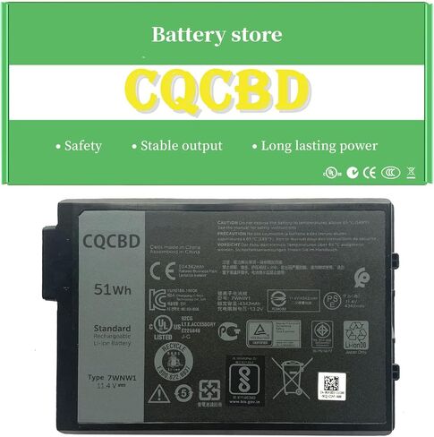 CQCQ 7WNW1 Battery for Dell Latitude 5420 5424 Rugged, Latitude 7424 Rugged Extreme Latitude 7330 Rugged Extreme 6JRCP 0GK3D3 07WNW1 0DMF8C DMF8C GK3D3 (11.4V 51Wh 4342mAh) in Kuwait
