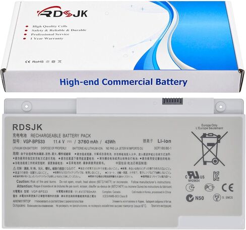 VGP-BPS33 BPS33 Laptop Battery for Sony Vaio SVT-14 SVT-15 T15 T14 Series SVT14126CXS SVT14127CH SVT141290X SVT141A11L SVT15115CXS SVT15113CDS SVT1511ACXS SVT1511A11L SVT15112CXS SVT151190X 11.4V 43Wh in Kuwait